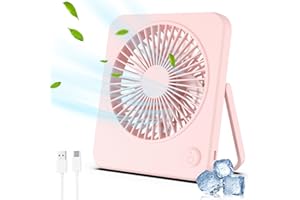 Hianjoo Mini Ventilateur de Bureau, Portable Ventilateur, 3 Vitesse Ventilateurs de Table avec Type C Câble pour Étudier, Travailler, Dormir- Rose