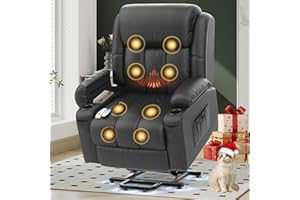 YONISEE Lift Chair Recliners for Elderly, Recliner Chair with Massage & Heat, Extended Footrest, Riser Reclining Chair with Type C+USB, 2 Cup Holders & 4 Side Pockets, 2 Hidden Armrest Storage