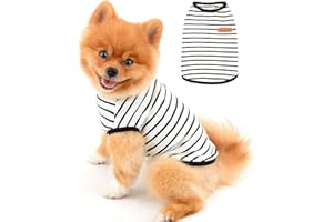 PAIDEFUL British Striped Dog Shirts for Small Medium Dogs Cats Boy Soft Cotton Vest Tee Sleeveless Breathable Tank Tops Puppy Chihuahua Yorkie Clothes t Shirts Pet Summer Wearing Outdoor Black M