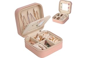 talifoca Boîte à Bijoux de Voyage avec Miroir Petite pour Femmes Filles Cuir PU, Rangement pour Boucles d'Oreilles Bagues Chaînes