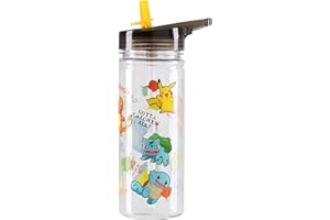 POKÉMON Pokemon Trinkflasche Kinder mit Strohhalm, Auslaufsichere Wasserflasche 580ml Schule, Sport, Urlaub - Geschenke für Jungs