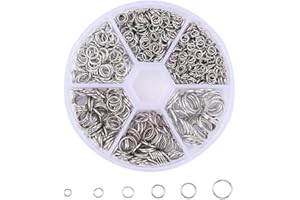 WKRTDY argento Anelli Aperti di Salto, 880pz, Connettori ad Anello Tondo da 4mm 5mm 6mm 7mm e 8mm, Anellini per Portachiavi, Gioielli e Accessori Fai da Te - Scatola di Versatili Possibilità Creative