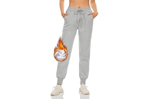 Fourindo Jogginghose Damen - Sporthose Damen Lang Winter Verdickte Sweatpants mit Taschen Warme Thermo Gefütterte Freizeithose High Waist Jogginghose Trainingshose für Sport Gym Alltag