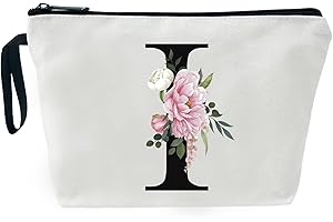 JEKUGOT Personalisierte Make-up-Taschen, Geburtstagsgeschenke für Frauen, A-Z, personalisierte Geschenke für Frauen, einzigartige Freundschaftsgeschenke für Frauen, Braut-Kosmetiktasche, Mütter (), I