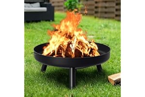 Peviasot eldskål, eldkorg Ø 80 cm, eldskålar för trädgården med 3 avtagbara ben och handtag, rostskydd, utomhuseldstad i stål för trädgård, terrass, eldstad, grillning