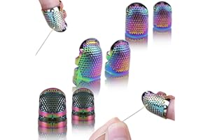 WUIOWPPIC 6 Pcs Sewing Thimble Metal Dazzle，Sewing Thimble Finger Protector, Gold Sewing Thimble Finger Protector, Adjustable Finger Shield Ring Fingertip Thimble Sewing Quilting Craft Accessories(2 Sizes)