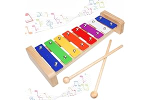 KFDDRN Xylophone pour Enfants, Xylophone Cloche de Jeu en Bois, Instruments de Musique Rythmique, Xylophone avec 2 maillets pour Enfants Adultes Bell Joue au Jouet Cadeau