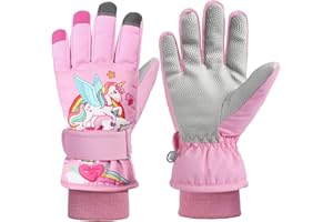 QKURT Dziecięce rękawice narciarskie, grube, ciepłe rękawiczki zimowe, wiatroszczelne rękawice śniegowe, rękawice dziecięce na zimną pogodę, rękawice saneczkowe, rękawice snowboardowe, rękawice do