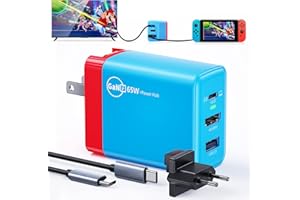 3-en-1 Adaptador de Corriente para Nintendo Switch - SOOMFON Switch TV Dock Station Portátil y Cargador con HDMI, USB-C y USB-A, Cargador Switch Docking Compatible con Switch OLED & Steam Deck