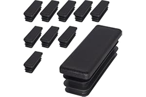SKIR'CO Tappi rettangolari in plastica, 20 x 60 mm, opachi, inserti per tubi rettangolari, tappi per pali di recinzione, colore nero RAL 9005, 10 pezzi