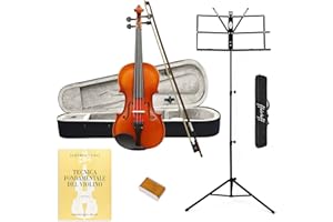ffalstaff V01 Violino Laminato Finitura Lucida 4/4 - Completo di Archetto, Custodia, Blocchetto di Colofonia, Libro Tecnica Fondamentale del Violino e Leggio Richiudibile
