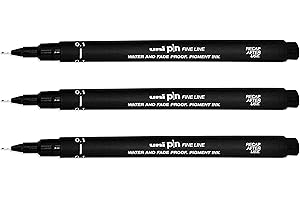 UNI PIN UNI-BALL PIN DRAWING PEN FINELINER ULTRA FINE LINE MARKER 0,1 mm czarny atrament - [opakowanie 3]