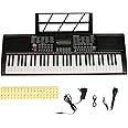 INTERN 61-Key Touch Sensitive Digital Piano Keyboard with LED Display, 200 Tones & Rhythms, Built-in Speaker, Microphone, 9V DC Adapter & Music Stand – Professional Portable Electronic Piano Keyboard
