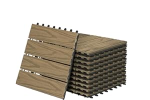 Laneetal WPC Fliesen 22er Set für 2 m², Terrassenfliesen Klicksystem, Balkonfliesen 30x30 cm, Klickfliesen Terrasse Balkon, Bodenfliesen Bodenbelag für außen, Hellbraun