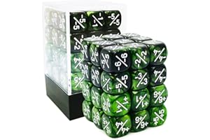 BESCON DICE 36pcs 12mm Positive and Negative Dice Counters Marble Green+Gemini Green&Black Set, Small Token Dice Compatible with MTG, CCG, Card Games