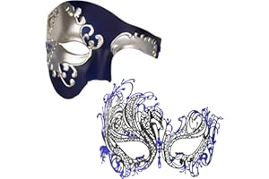Coddsmz Couple Mask Half Venetian Masquerade Ball Mask Mardi Gras Mask Christmas Cosplay Costume Halloween Party Mask 2 Pack