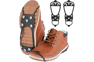 Aiyorse Ice Shoe Grips,Walking Traction Spikes Ice Cleats for Boots Shoes Spikes Crampons Ice Grippers Traction Cleats with 8 Steel Studs Crampon for Ice Snow Winter Hiking Climbing Ice Fishing(L)