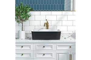 DEER VALLEY DeerValley DV-1V0001 Bathroom Vessel Sink Above Counter Sink Rectangle Ceramic Bathroom Sink Black and White Sink