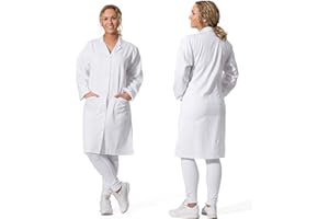ZOLLNER Damen Laborkittel lang - Arztkittel mit praktischen Taschen und Druckknöpfen - Baumwolle - Größe 42 - waschbar bis 95°C - Oeko Tex® zertifiziert