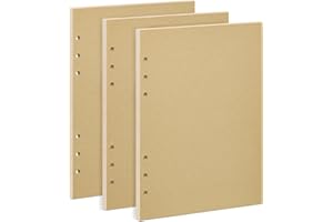 OVISEEN A5 Kraft Loose Leaf Refill Paper, 210x142mm, 135 Sheets Brown Planner Refills, 6-Ring Binder Compatible, 100GSM Insert Papers for Journals, Sketching, Vintage Writing & DIY Crafts