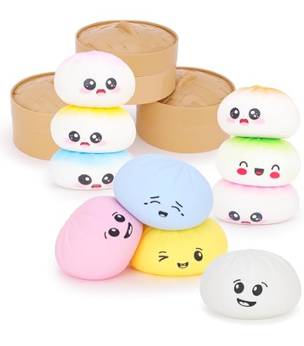 Dumpling Squishy Géant – Jouet Sensoriel Anti-Stress – Matériau Alimentaire – Boîte Vapeur – Cadeau Relaxant
