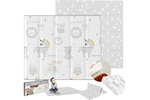 EveryKip® Alfombra Bebe Acolchada Plegable 180x200 Unicornio (1,5Cm Grosor) | Doble Cara Colchoneta Suelo Muy Acolchada |Incluye Bolsa de Transporte | Manta Juegos Infantil Bebé