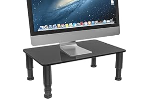 Hemudu Supporto Monitor Scrivania, Rialzo Monitor con Altezza Regolabile, Porta PC Portatile per TV LCD LED a Schermo Piatto, Laptop/Computer/Xbox One, 38X24X8.6cm, Supporto PC Peso Massimo 40kg