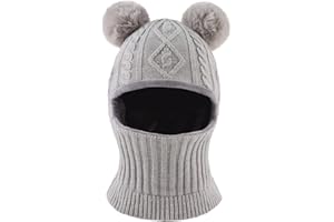 XIAOHAWANG Fille Garçon Cagoule Bonnet Écharpe Ensamble Chaud Bébé Enfant Hiver Chapeaux Pompon Tricoté Chapeau 1 à 10 Ans