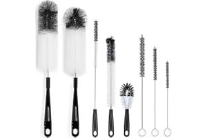 ALINK 5-Pack Bottle Cleaning Brush Set - Long Handle Black Bottle Cleaner for Washing Narrow Wine/Beer Bottles, HydroFlask Tumbler, S’Well, Sports Water Bottles, Kettle/Lid Brush, Straw Brush