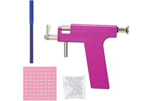 Layhou Juego de pistola para perforar la oreja, juego de pistola de seguridad para piercing de oreja, nariz, ombligo, con 98 piezas de pendientes para oreja, cuerpo, labios, nariz, ombligo.