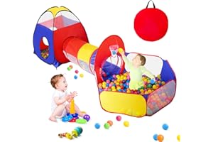 JUNGLEDOVE 3 in 1 Kids Ball Pits for Toddlers with Play Tent and Baby Tunnel, Children Indoor Outdoor Playhouse with Crawling Tunnel, Boys and Girls Christmas Birthday Toys Gifts (No Balls)