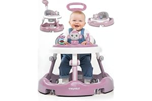 Twinky® Lauflernwagen mit Spielset & Bodenmatte - Robuste 4-fach verstellbare Vorschul-Lauflernhilfe - Ideal als Gehhilfe für die ersten Schritte Ihres Kleinen (Rosa)