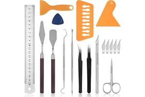 ISIYINER Herramientas de Vinilo, Herramientas de Deshierbe de Vinilo de Precision de Acero Inoxidable para Deshierba, Silueta, HTV, Cameos, Letras, Scrapbooking 18 Piezas