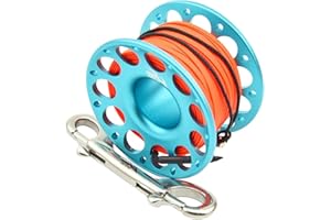 EXTRWORY 30 m Diving Aluminium Alloy Reel Stainless Steel with Double Hook Diving Gear, Diving Elephant, Pull Buoy, Rope Release Device (Blue)