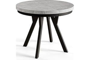 AlpiMeble Mesa Comedor Extensible Redonda EVO - Mesa Redonda Extensible - Tablero Laminado de 36 mm - Madera de Haya - Diámetro de 110 cm a 210 cm Grafito