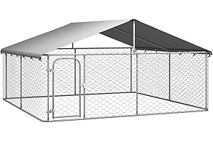 Yolola Gabbia per Cani con Tetto, Canile da Esterno, Cuccia cane Esterno, Box Cani Esterno 300x300x150 cm