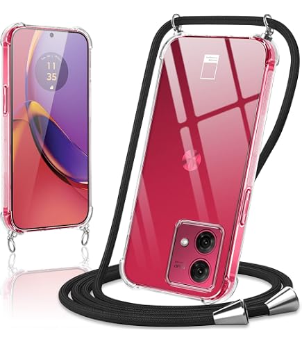 ISOI Cover con Cordino per Motorola Edge 50, Custodia Trasparente con Collana Tracolla Laccio Collo Ultra Sottile Morbido TPU Silicone Antiurto AntiGraffio Antiscivolo Case, Rosa