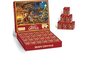 OANMARG Advent Calendar 2024,Christmas Calendar Jigsaw Puzzles 1008 Pieces,Santa Claus Jigsaw Puzzle, Christmas Gifts Toy for Adults and Children, 24 Puzzle Boxes for Countdown to Christmas (A)