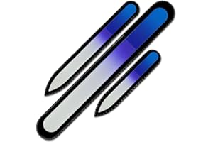 Glass Nail File - Mont Bleu Premium Set of 3 Crystal Nail Files in Pouch - gifts for women - Best Glass Nail Files for natural nails - Washable Double Sided nail file - Etched nail files