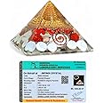 INFINIX CRYSTAL Gomti Chakra Laxmi Pyramid Original Certified Gomati Chakra Pyramid 70-75 MM Lakshmi Yantra Pyramid with Gomti Chakra Shri Yantra Rudraksha Cowrie Kodi Vastu Unqiue Item for Home