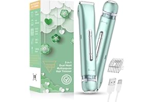 VEGITERIA Bikini Trimmer Women, 2-in-1 Electric Lady Shavers for Women,Smooth & Flawless Facial Hair Remover & Eletric Shaver for Face, Bikini Line, Body & Legs, Waterproof, USB Rechargeable, Ideal Beauty Gift