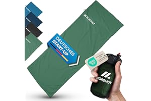 NORDMUT® Hüttenschlafsack Ultraleicht aus Mikrofaser oder Baumwolle - Reiseschlafsack atmungsaktiv kleines Packmaß & besonders weich inkl. Kissenfach