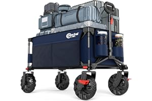 ‎PORTAL PORTAL Folding Multi-Purpose Cart with 8" Wheels Telescopic Handle Outdoor Garden Beach Blue