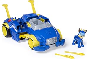 PAW Patrol- Patrulla Canina Vehículo Transformable Super Charged Chase Mighty Pups (sólido), Multicolor, Talla única (Spin Master 6053687)