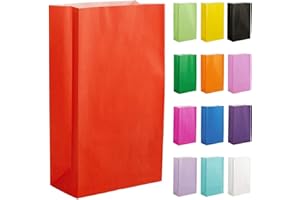 Thepaperbagstore 10 Rouge sacs cadeaux en papier - 14x24.5x7cm - pour fêtes d'enfants et d'adultes, anniversaires, mariages, baby showers, enterrements de vie de jeune fille et bonbons.