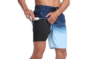 Milaloko Maillot de Bain Homme avec Poche Short de Bain Imperméable à Séchage Rapide Short de Bain avec Cordon de Serrage Réglable Loisir Pantalon Court de Plage