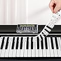 AUNHOKE Guide des Notes de Piano pour l'apprentissage des Débutants, Étiquettes Amovibles de Notes de Piano pour Pianos à 88/61 Touches, Aucun Autocollant en Silicone Requis, Réutilisable