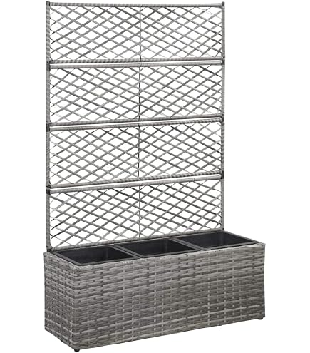 Tidyard Hochbeet Mit Rankgitter – 120x40x121,5 Cm, Schwarz, Aus Robustem PP, Für Garten & Balkon