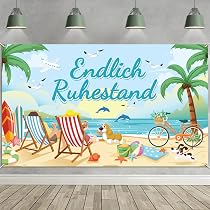 Happy Retirement Banner Für Frauen – 180 X 100 Cm, Burgunderrot Mit Blumen, Party-Deko