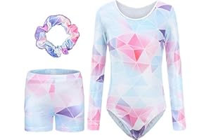 SEAUR Dziewczęcy strój gimnastyczny, opaska na włosy, zestaw dla dzieci, trykot, spodenki gimnastyczne, bez rękawów, z długim rękawem, strój gimnastyczny, odzież do tańca